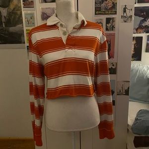 Striped cropped button down
